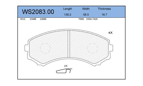 Колодки тормозные Jeenice дисковые, арт. WS2083.00