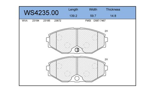Колодки тормозные дисковые Jeenice, комплект на ось (4 шт), арт. WS4235.00