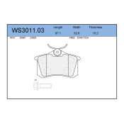 Колодки тормозные дисковые Jeenice, комплект на ось (4 шт), арт. WS3011.03