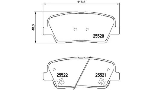 Колодки тормозные дисковые Brembo, комплект на ось (4 шт), арт. P30081