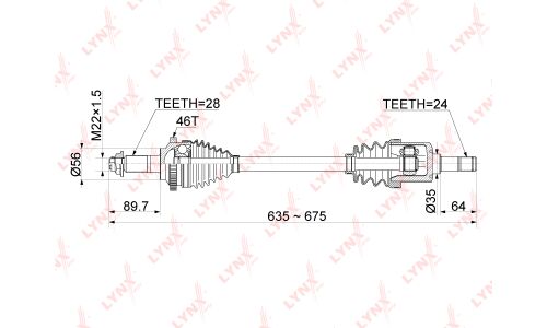 Привод в сборе LYNXauto, передний, левый, арт. CD-1015A