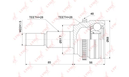 ШРУС LYNXauto, внешний, арт. CO-3919A