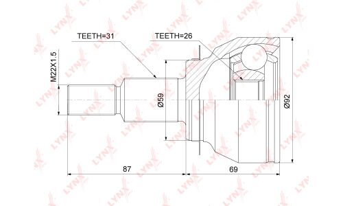 ШРУС LYNXauto, внешний, арт. CO-3920