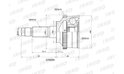 ШРУС INKO, внешний, арт. 319020A
