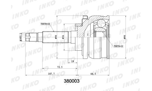 ШРУС INKO внешний, арт. 380003