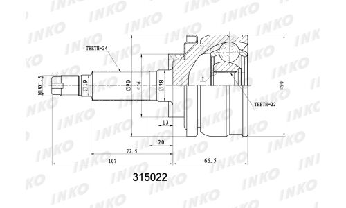 ШРУС INKO, внешний, арт. 315022