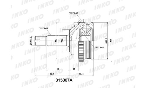 ШРУС INKO, внешний, арт. 315007A