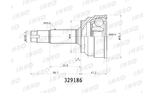 ШРУС INKO, внешний, арт. 329186