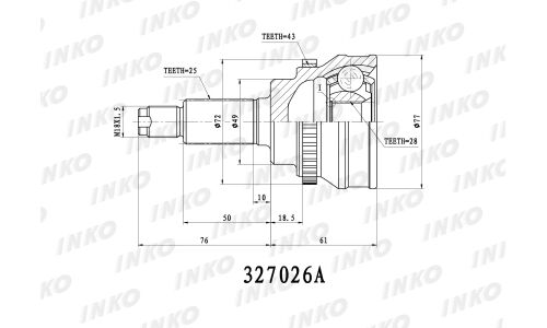 ШРУС INKO внешний, арт. 327026A