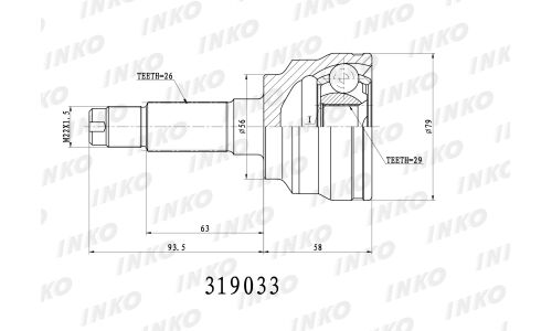 ШРУС INKO внешний, арт. 319033