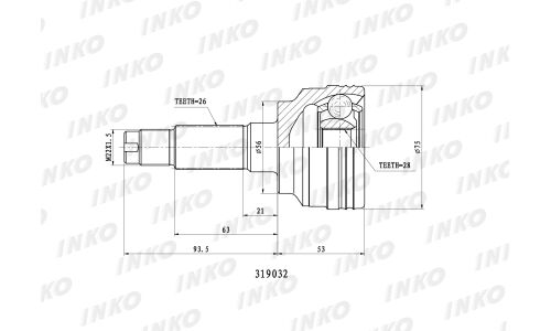 ШРУС INKO, внешний, арт. 319032