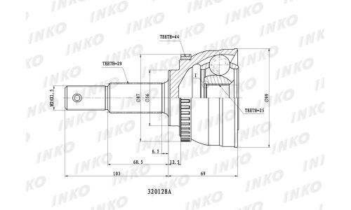 ШРУС INKO внешний, арт. 320128A