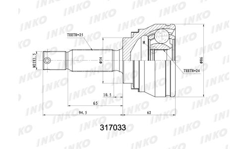 ШРУС INKO, внешний, арт. 317033