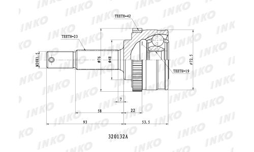 ШРУС INKO, внешний, арт. 320132A