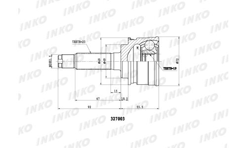 ШРУС INKO, внешний, арт. 327003
