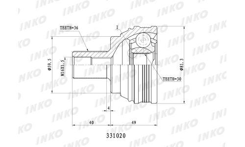 ШРУС INKO, внешний, арт. 331020