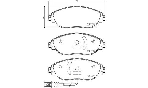 Колодки тормозные дисковые Brembo, комплект на ось (4 шт), арт. P85144