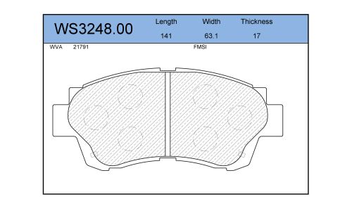 Колодки тормозные дисковые Jeenice, комплект на ось (4 шт), арт. WS3248.00