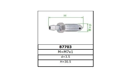 Штуцер прокачной тормозного суппорта Frenkit, M7x1, арт. 87703
