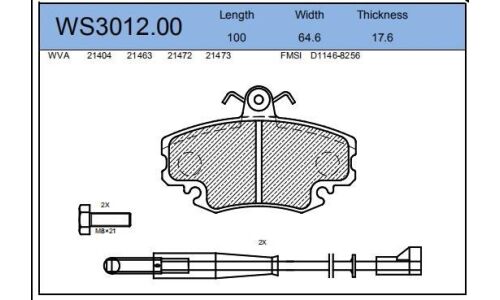 Колодки тормозные дисковые Jeenice, комплект на ось (4 шт), арт. WS3012.00