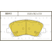 Колодки тормозные дисковые Blitz, передние, комплект на ось (4 шт), арт. BB0455