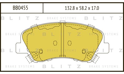 Колодки тормозные дисковые Blitz, передние, комплект на ось (4 шт), арт. BB0455