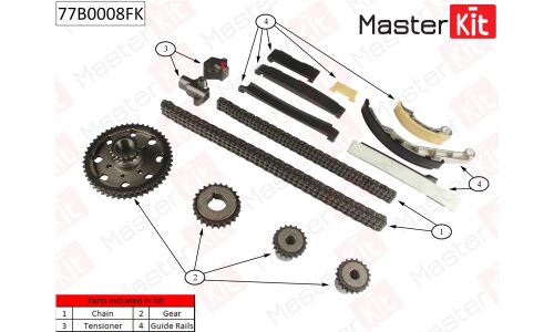Комплект цепи ГРМ Master KiT, арт. 77B0008FK