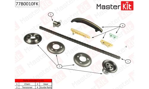 Комплект для замены цепи ГРМ MasterKit 77B0010FK для двигателей H9FB, H9FD, JXFA, JXFC, PHFA, PHFC