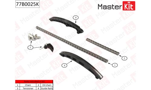 Комплект для замены цепи ГРМ MasterKit, арт. 77B0025K