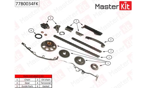 Комплект для замены цепи ГРМ MasterKit, арт. 77B0034FK