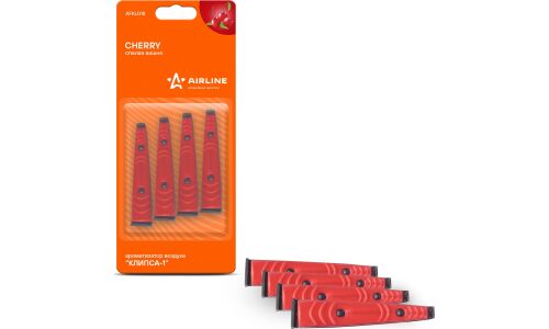 Ароматизатор в дефлектор Airline «Клипса-1» Cherry (Спелая вишня), полимерный, 4 шт, арт. AFKL018