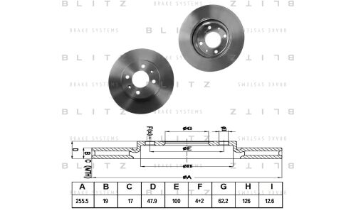 Диск тормозной Blitz, передний, арт. BS0280