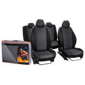 Чехлы Airline Лима для Daewoo Nexia (2008+), для передних и задних сидений, кожзам и жаккард, черный цвет, 10 предметов