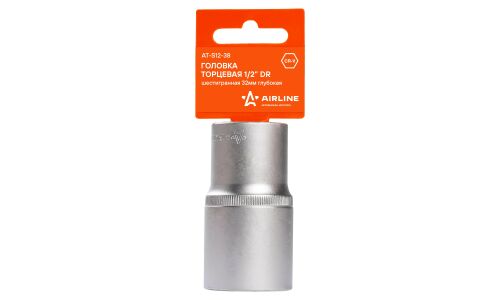 Головка торцевая Airline, длинная, 6-гранная, под квадрат 1/2", 32мм, арт. AT-S12-38