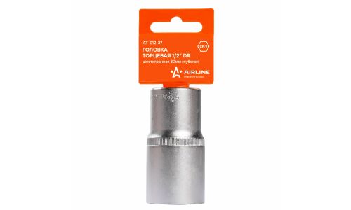Головка торцевая Airline, длинная, 6-гранная, под квадрат 1/2", 30мм, арт. AT-S12-37