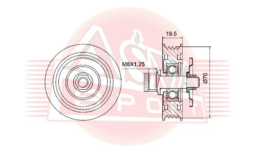 Ролик навесного оборудования Asva натяжной, арт. TYBP-044