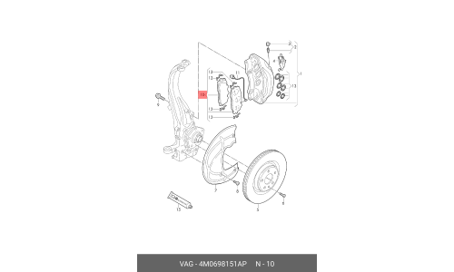 Колодки тормозные дисковые | перед VAG, арт. 4M0698151AP