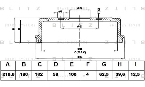 Барабан тормозной Blitz, арт. BT0102