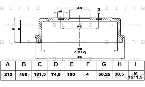 Барабан тормозной | зад Blitz, арт. BT0108