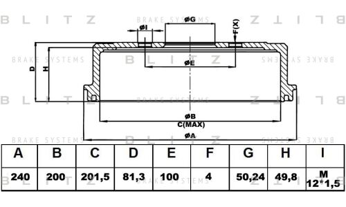 Барабан тормозной | зад Blitz, арт. BT0112