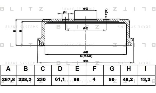 Барабан тормозной Blitz, арт. BT0117