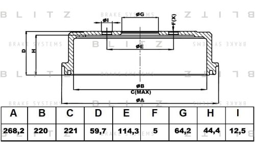Барабан тормозной | зад Blitz, арт. BT0120