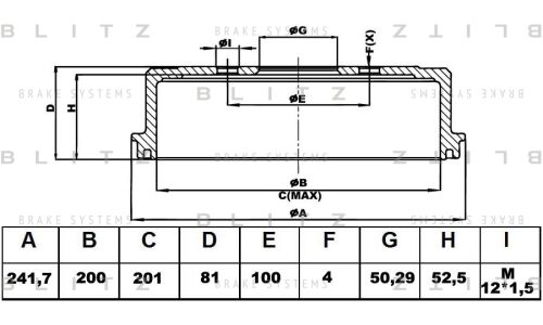 Барабан тормозной | зад Blitz, арт. BT0127
