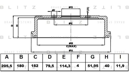 Барабан тормозной Blitz, арт. BT0128