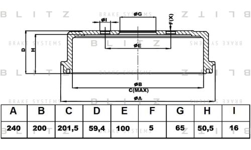 Барабан тормозной Blitz, арт. BT0131