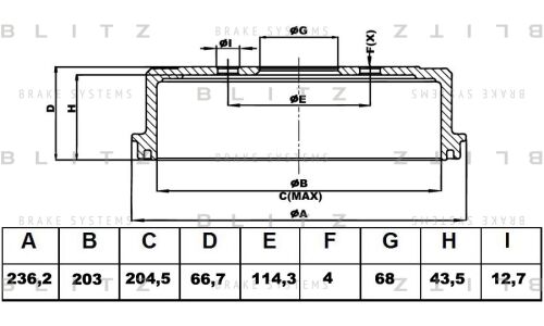 Барабан тормозной Blitz, арт. BT0135