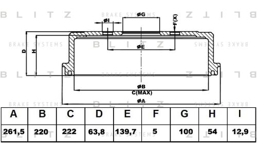 Барабан тормозной | зад Blitz, арт. BT0139
