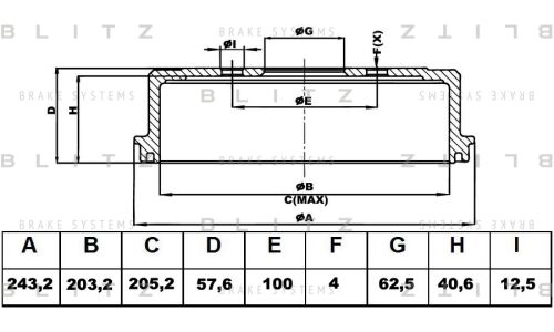 Барабан тормозной Blitz, арт. BT0140