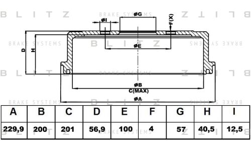 Барабан тормозной Blitz, арт. BT0141
