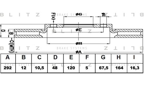 Диск тормозной Blitz, задний, правый/левый, 1 шт, арт. BS0440